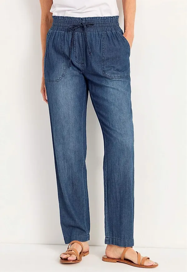 Lång byxa i mjuktvättad denim