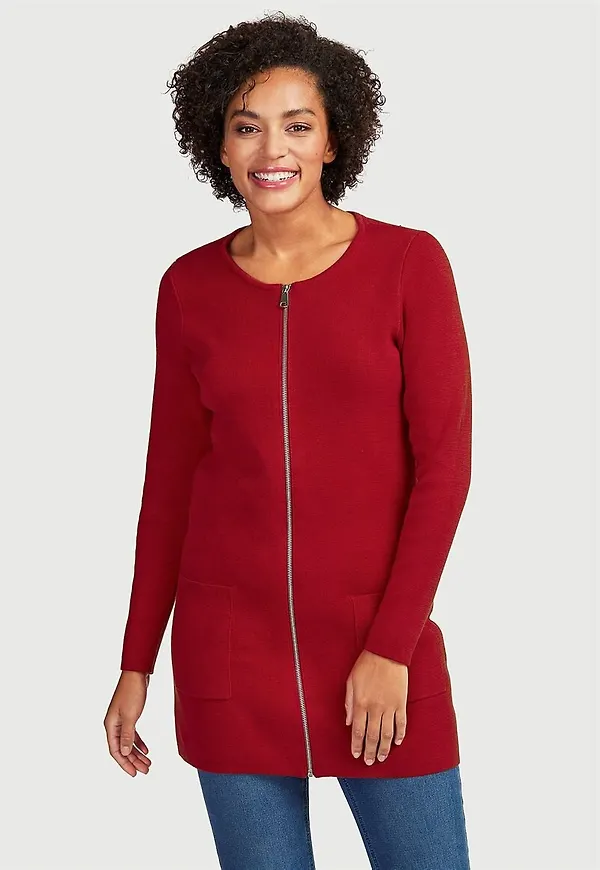 Lång cardigan med dragkedja