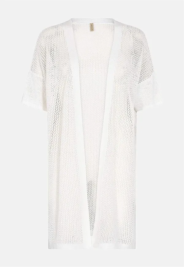 Lång cardigan med finstickat hålmönster SC-Laurette