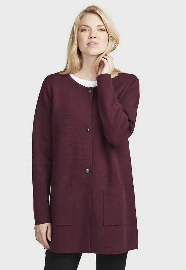 Lång cardigan med metallknappar