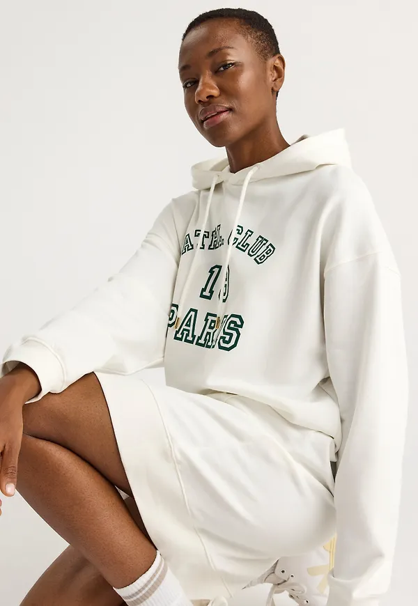Lång hoodie med texttryck