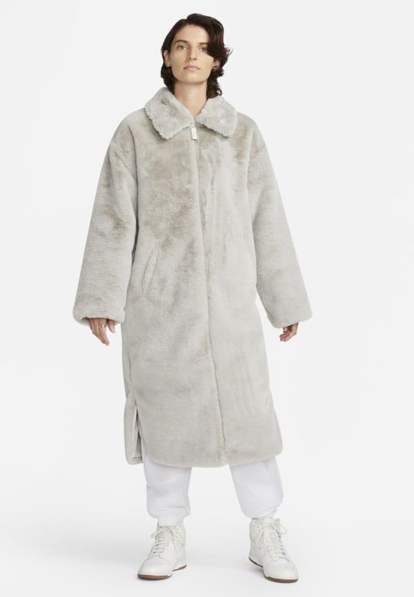 Lång jacka i fuskpäls Nike Sportswear för kvinnor - Grå