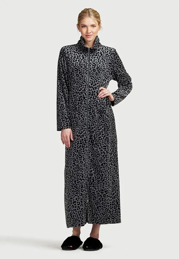 Lång morgonrock i velour Wilma