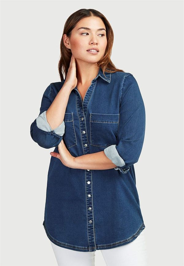Långärmad jeansskjorta