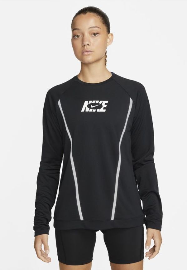 Långärmad löpartröja Nike Dri-FIT Pacer Icon Clash för kvinnor - Svart