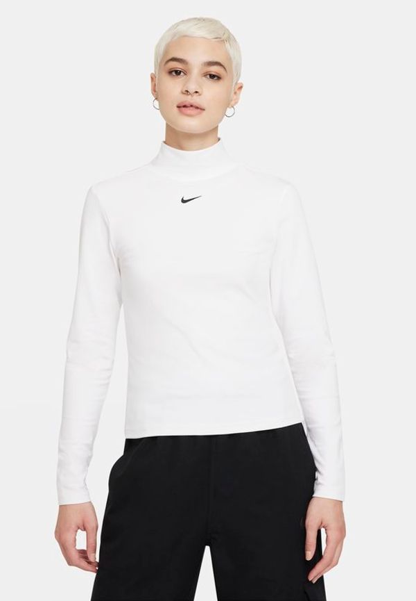 Långärmad tröja med ståkrage Nike Sportswear Collection Essentials för kvinnor - Vit