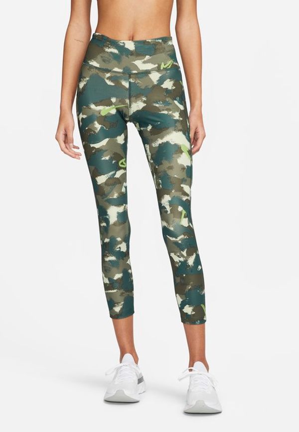 Löparleggings i 7/8-längd med tryck och medelhög midja Nike Dri-FIT Fast för kvinnor - Grön