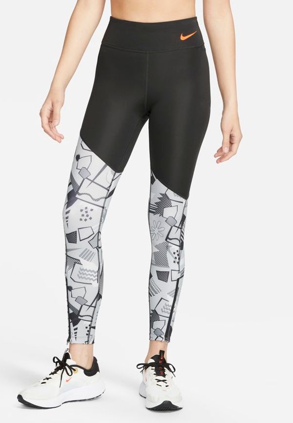 Löparleggings Nike Dri-FIT Retro Run i 7/8-längd med mellanhög midja och fickor för kvinnor - Grå