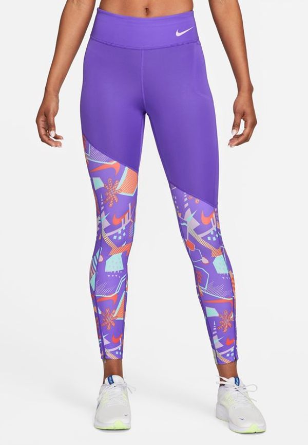 Löparleggings Nike Dri-FIT Retro Run i 7/8-längd med mellanhög midja och fickor för kvinnor - Lila