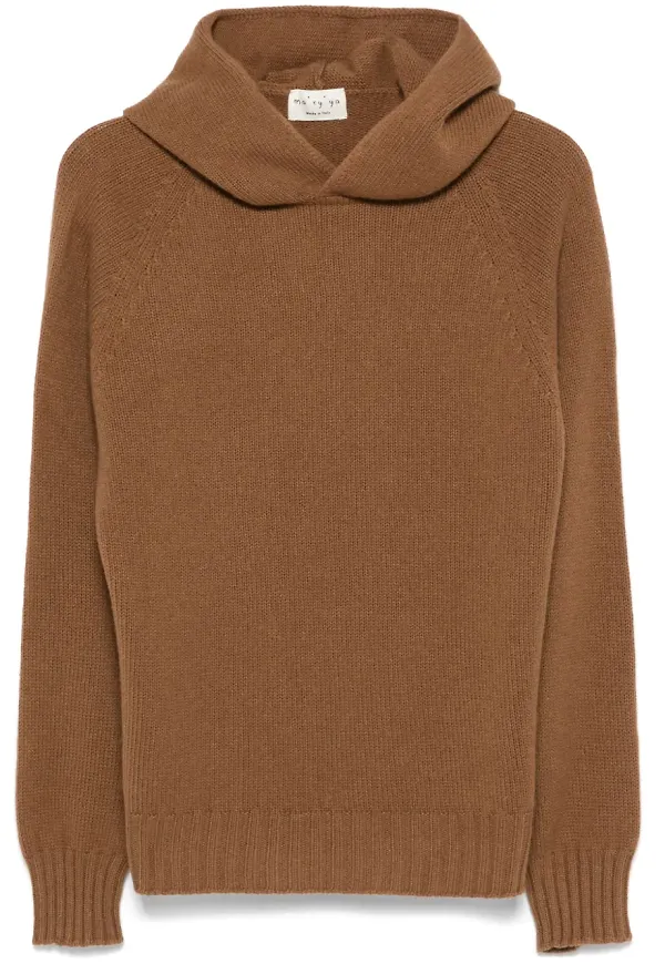 Ma'ry'ya ribbstickad hoodie - Brun