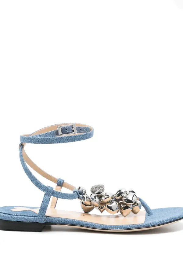 MACH & MACH platta sandaler med hjärtberlock - Blå