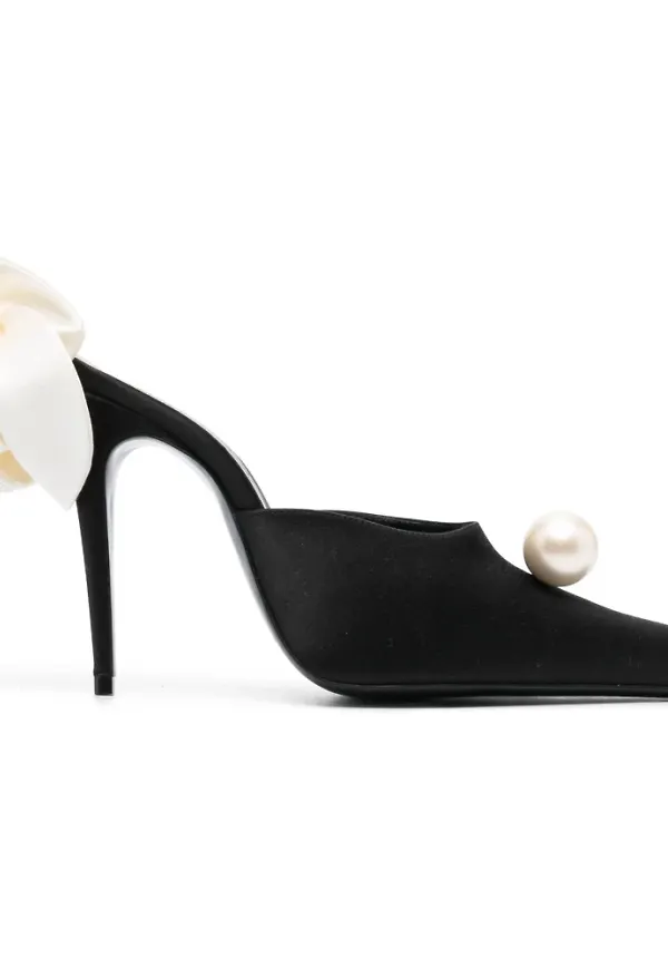 Magda Butrym, Skor, Dam, 38 EU, Satin Blommig Klack Mules Skor