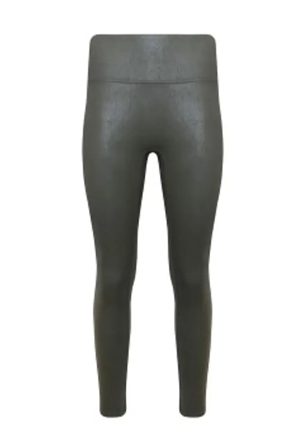 Magic Leather Look Legging Mörkgrön Small Dam