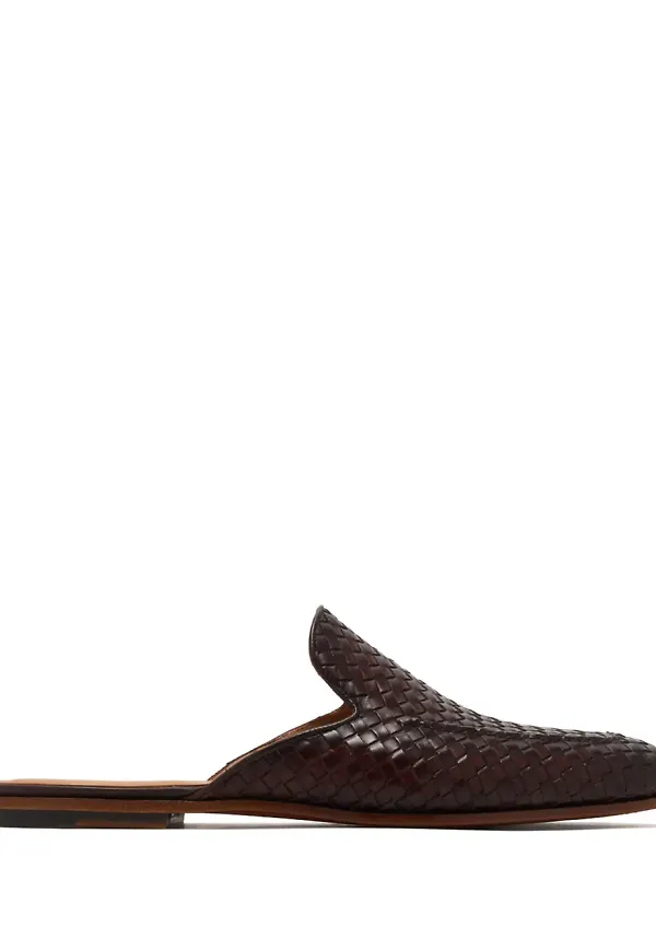 Magnanni vävda lädertofflor - Brun