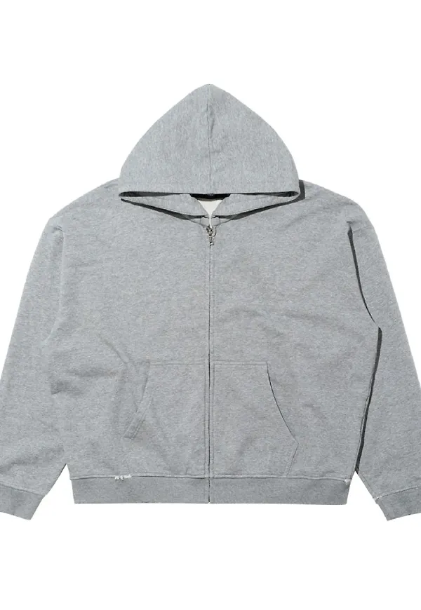 Mainless hoodie med dragkedja - Grå