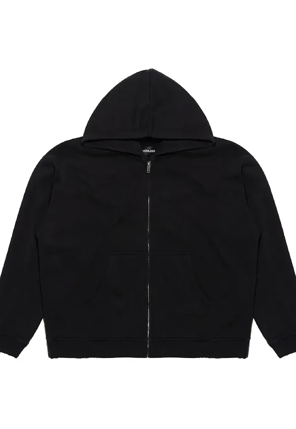 Mainless hoodie med dragkedja - Svart