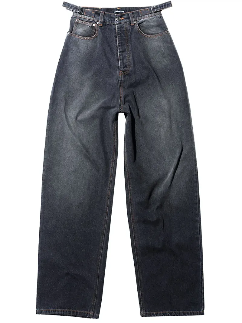Mainless jeans med vida ben - Grå