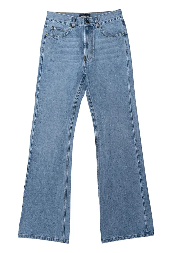 Mainless utsvängda jeans - Blå