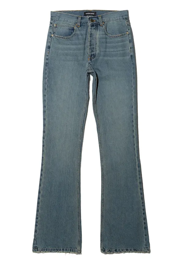 Mainless utsvängda jeans - Blå