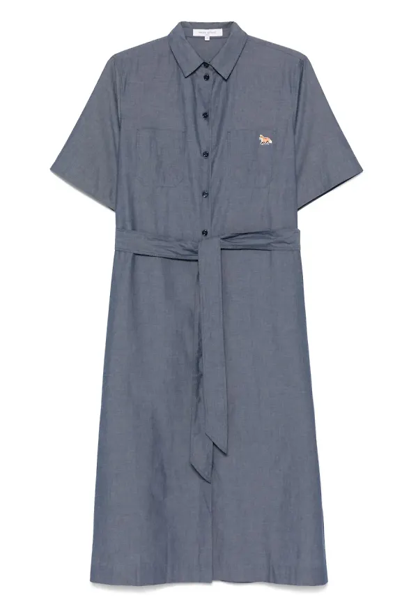 Maison Kitsuné midiklänning med dubbla fickor - Blå
