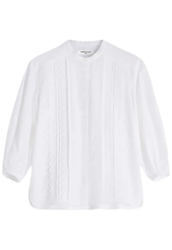 Maison Kitsuné skjorta med brodyr - Vit