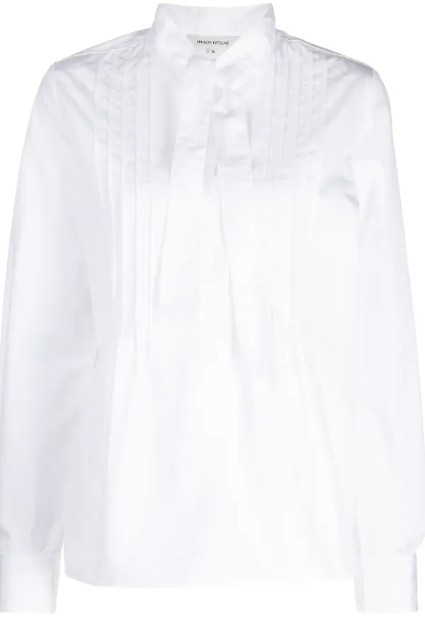 Maison Kitsuné skjorta med knytkrage - Vit