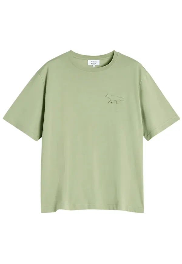 Maison Kitsuné t-shirt med präglad räv - Grön