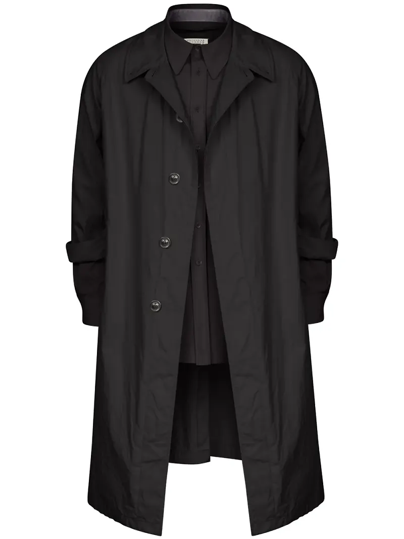 Maison Margiela trenchcoat med lagerdesign - 900 BLACK