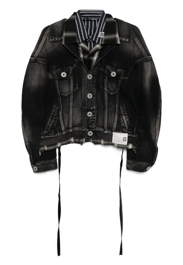 Maison MIHARA YASUHIRO jeansjacka med lagerdesign - Svart