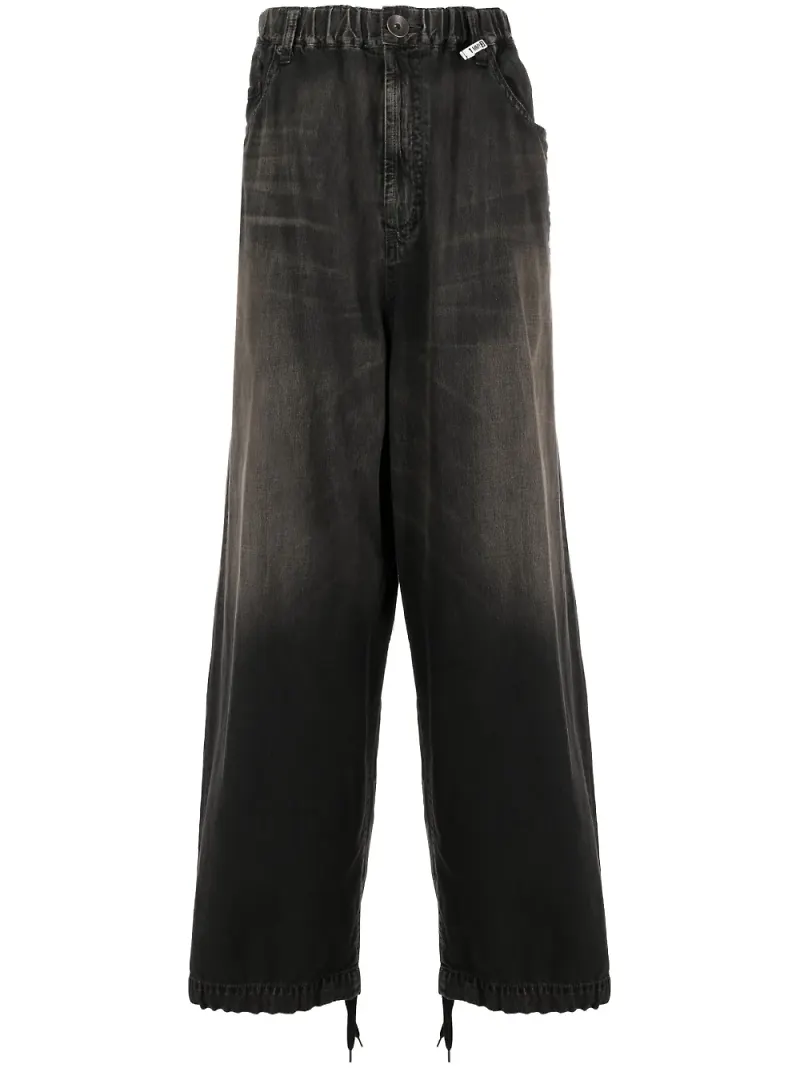 Maison MIHARA YASUHIRO wide leg-jeans med kontrastpanel - Svart