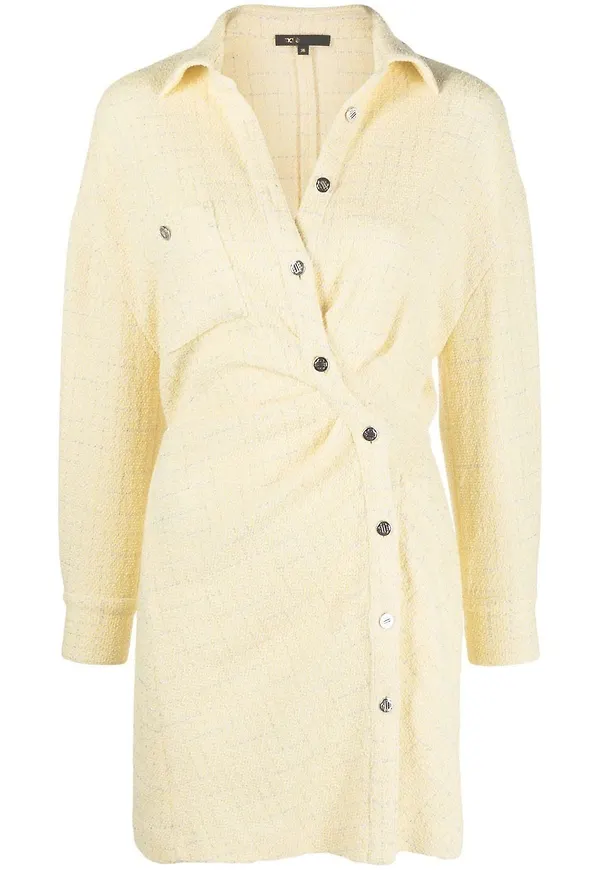 Maje asymmetrisk miniklänning i tweed - Gul