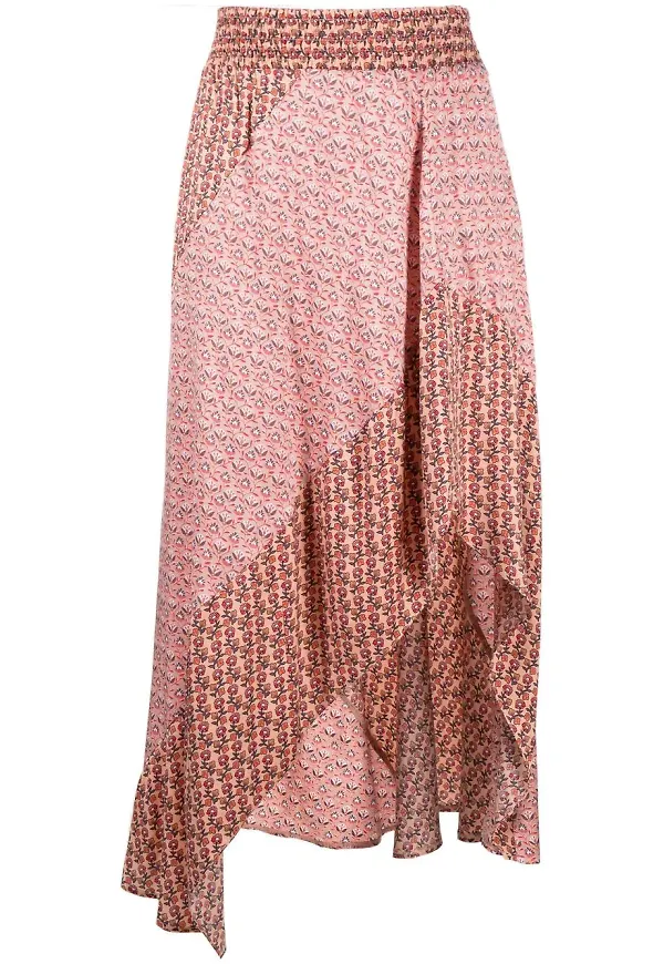 Maje blommig asymmetrisk minikjol - Rosa