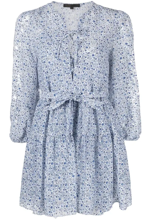 Maje blommig babydoll-klänning - Blå