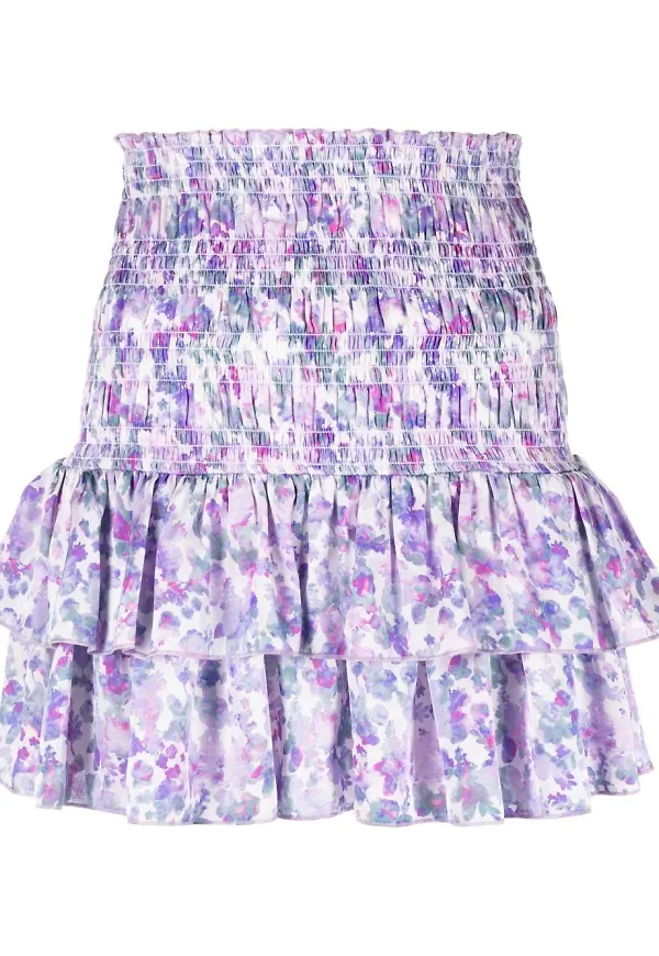 Maje blommig kjol med lagerdesign - Lila