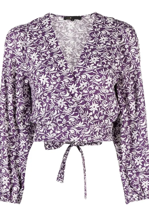 Maje blommig v-ringad blus - Lila