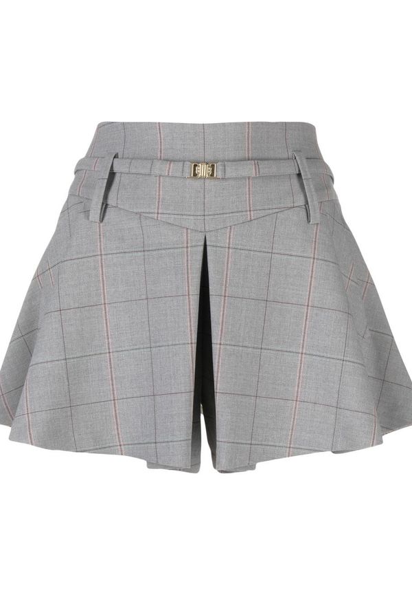 Maje check-print belted mini shorts - Grå