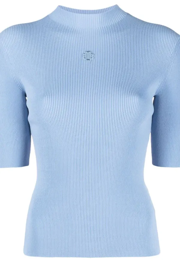 Maje Clover ribbstickad topp - Blå