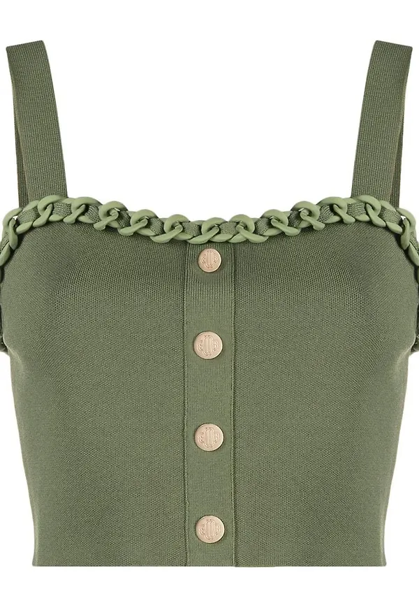 Maje croptop med kedjekant - Grön