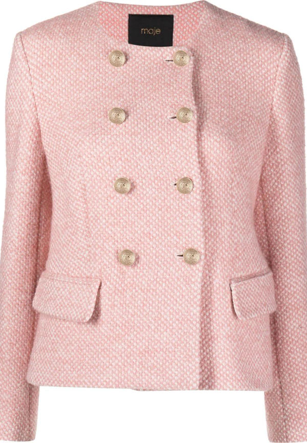 Maje dubbelknäppt tweedblazer - Rosa