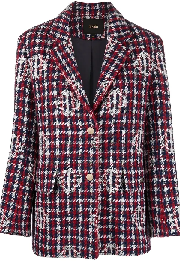Maje enkelknäppt blazer i jacquard - Blå