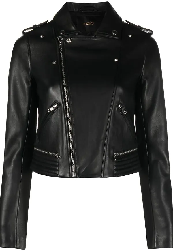 Maje figursydd bikerjacka - Svart