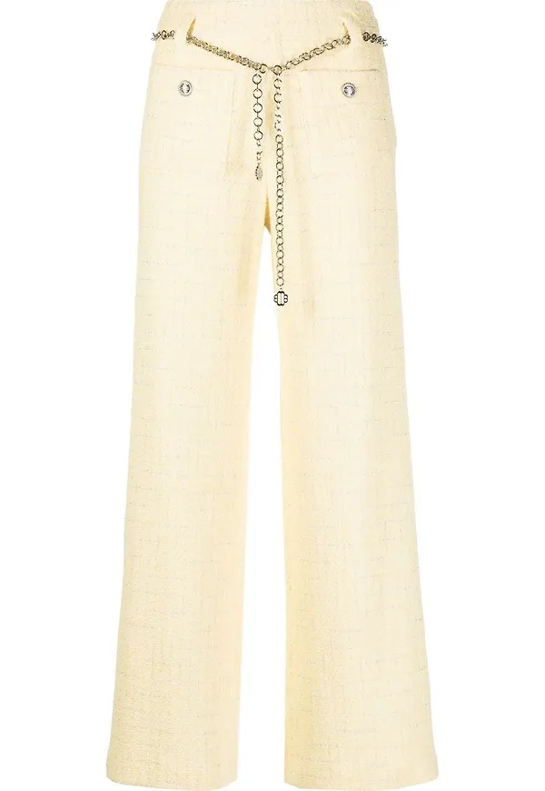 Maje finbyxor i tweed - Gul