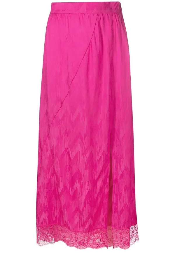 Maje lace-detail patterned-jacquard skirt - Rosa