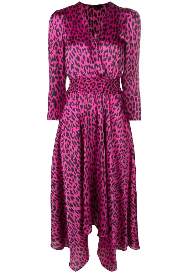 Maje leopardmönstrad midiklänning - Rosa