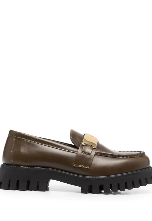 Maje loafers med grov sula - Grön