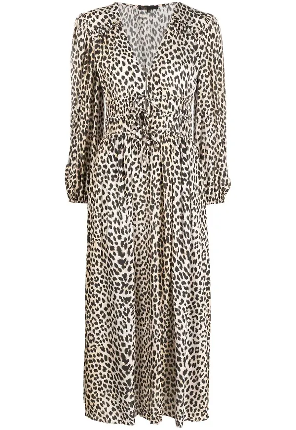 Maje lång leopardmönstrad klänning - Neutral