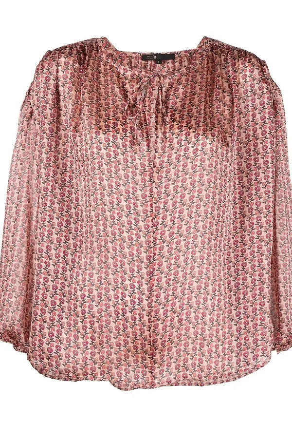Maje långärmad blommig blus - Rosa