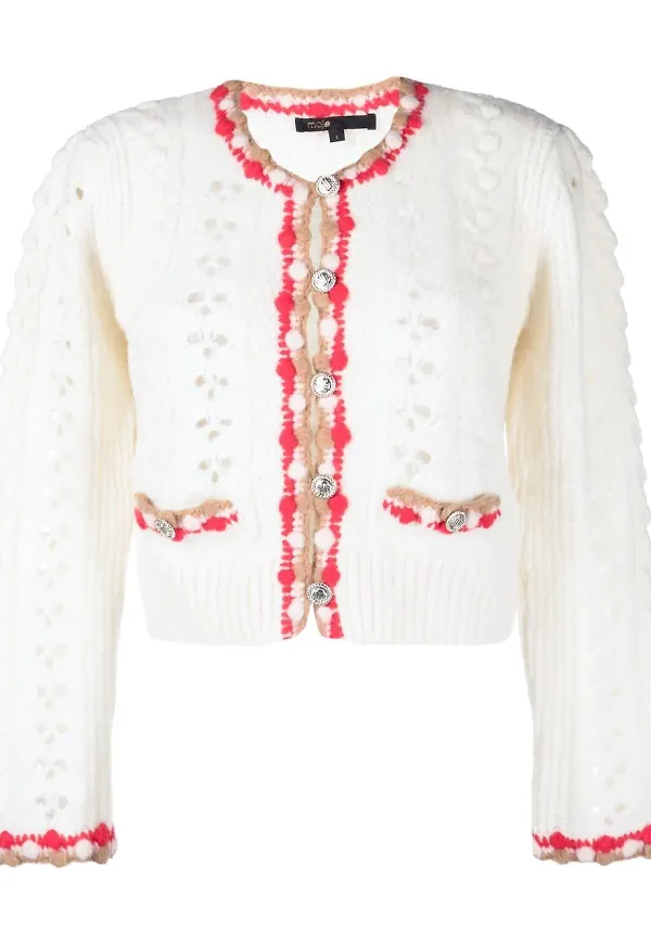 Maje Monloup glesstickad croppad kofta - Neutral