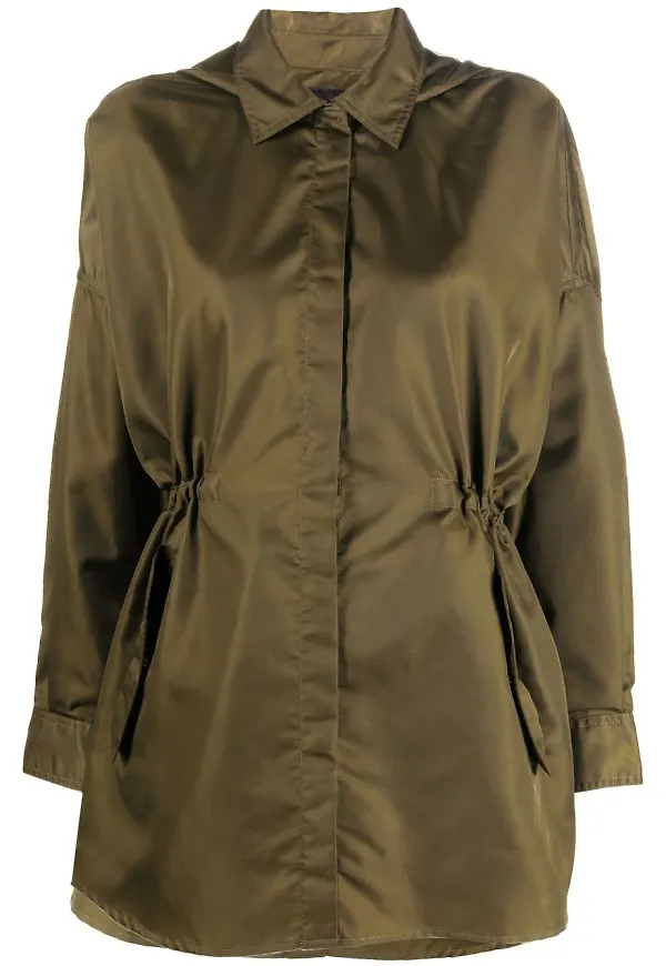 Maje satin-finish jacka med huva - Grön