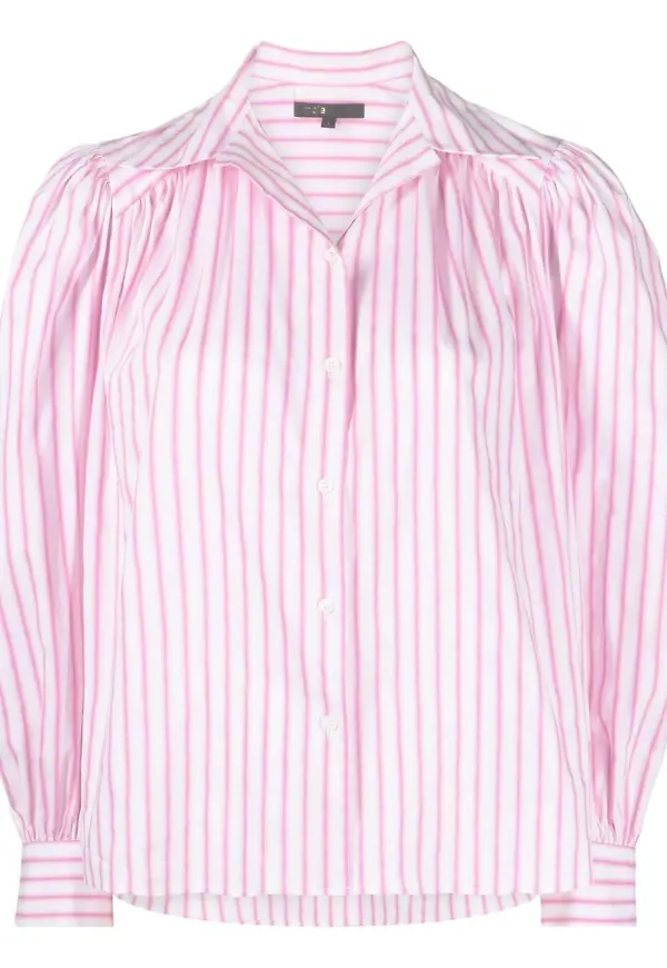 Maje striped puff-sleeve shirt - Rosa